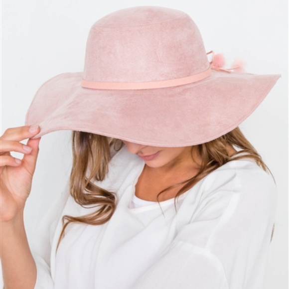 LAST 1- Pink Faux Suede Floppy Bow - Tie Pom Pom - Picture 3 of 3